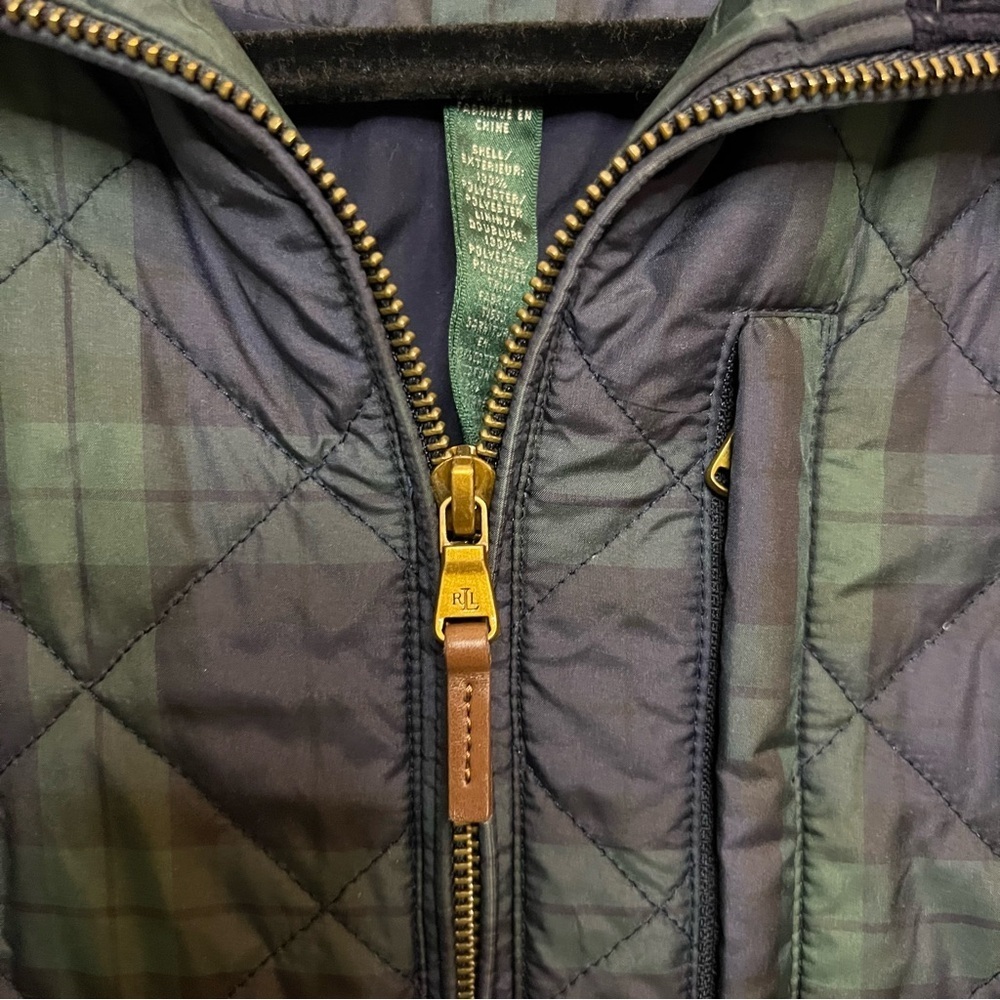 Lauren Ralph Lauren Green Blue Quilted Jacket Preppy Spring Flannel Country Club - Picture 7 of 10